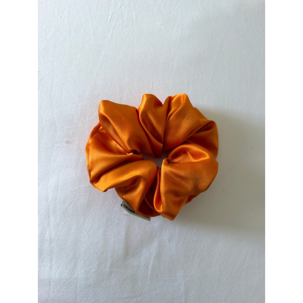 Crown Affair The Silk Scrunchie Orange Satin Hair Accessory Hair Tie